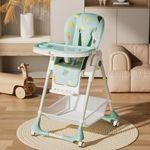 R for Rabbit Marshmallow High Chair for Baby, Multiple Recline Position High Chair with 7 Level Height Adjustment and 3-Recline Modes with adjustable Footrest, 6 Months to 5 Years (Candy Blue)