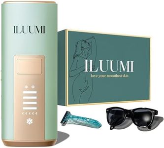 ILUUMI IPL Hair Removal Device for Face and Body, Permanent Hair Reduction for Women and Men, with 5 Intensity Levels and Ice-Cooling Technology, In-Home Use (Light Green)