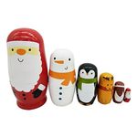 Healifty 6pcs Russian Nesting Dolls Matryoshka Wood Santa Claus Stacking Toy Doll