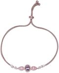 Shop LC Amethyst Bolo Bracelet - Ion Plated 18K Rose Gold Adjustable Cubic Zirconia Ball Bracelet - Purple & Pink Crystal Slider for Women - 9.5" Length Costume Jewelry for Women Birthday Gifts