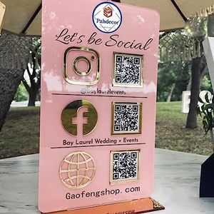 Personalized QR Code Signs for Business Acrylic Custom Multi Social Media Sign Scan to Pay Payment Display Holder Instagram Facebook Venmo Cashapp Zelle Logo Plaque Stand Beauty Salon Decor (Clear)