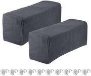 uxcell 2pcs Stretch Armrest Covers for Chairs/Sofas, Couch Arm Covers with Twist Pin, Furniture Protector Slipcovers for Sofa Chair Recliner Dark Grey