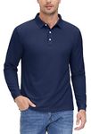 MAGCOMSEN Men's Polo Shirts Long Sleeve Casual Collared T-Shirts Quick Dry Athletic Summer Outdoor Performance Tops, Navy, 2XL