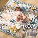 momcozy Baby Play Mat for Floor, 127 x 127cm Thickened Playpen Mat, Playmate for Baby Tummy Time, Waterproof & Non-Slip, Foldable Outdoor Mat with Carry Handle, Forest World