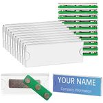 Magnetic Name Badge Holder Kit, 15 Pack Reusable Magnetic Name Tag Holders with 3 Strong Neodymium Magnets,3M Adhesive Tape,Clear Acrylic Sign Holder for Hold Name Tag ID Badge