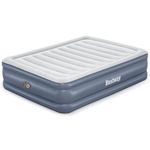 Bestway Tritech, Sized 20" Thick Durable Comfortable Air Mattress Pad for Portable Relaxation with Built-In AC Pump and Storage Bag, Queen