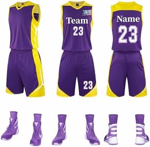 DVGEY Custom Basketball Jersey - Fan Jersey - Custom Any Name Number Team Logo - Custom Basketball Jersey for Kids Boys Men Adult & Personalized Team Uniforms (Purple)