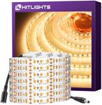 HitLights LED Strip Lights Warm White 3000K, 16.4ft High Density Tape Light, UL-Listed, 600 LEDs, 300Lm/ft, 12V Flexible Dimmable Rope Lights for Bedroom, Kitchen, Cabinet (Power Source Not Included)