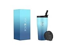 IRON °FLASK Rover Tumbler 2.0-2 Lids Vacuum Insulated Stainless Steel Bottle, Double Walled, Drinking Cup - Thermos Travel Mug - Blue Waves, 20 Oz