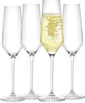 Farielyn-X Champagne Flute Glass, Wine Glass, Clear, 250 ml, Long Steam Lead Free Champagne Glasses Set of 4 (Long Wine Glass $.., 4)