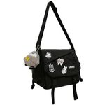 Inshere Kawaii Messenger Bag with Cute Pins and Ornament, Casual Crossbody Bag Mini Ita Bag with Multiple Pockets for Women