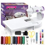 Akiara - Makes life easy Mini Sewing Machine with Table Set | Tailoring Machine | Hand Sewing Machine with extension table, foot pedal, adapter, White… (With kit 1)