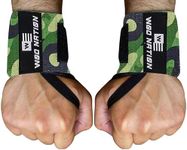 WOD Nation Wrist Wraps for Weightlifting, 18” Professional Gym Wrist Straps w/Thumb Loop for Men & Women, Wrist Support Wraps for Strength Training, Powerlifting & Bodybuilding (Green Camo)