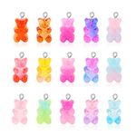 100 Pcs Gummy Bear Charms Pendants Cute Resin Bear Candy Charms in Bright Color Cartoon Bear Keychains Jewelry Necklace Charm Cute Bracelet Accessories for Child DIY Craft