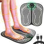 Electronic Feet Massagers for Pain and Circulation,EMS Foot Massager Electric Massage Mat Folding Muscle Stimulatior Massage Mat,8 Modes 19 Intensities,USB Rechargeable