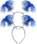 Xipixiao 2 Pack Blue Ponytail Headband Feathers Head Bopper Party Accessory for Costume Party School Festivals