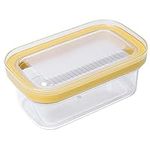 Butter Dish with Lid Butter Stick Slicer Cutter Cheese Storage Box with Stainless Steel Wire Airtight Butter Keeper Removable Butter Tray Container Transparent Butter Cases Good Sealing Cutting Jar