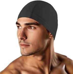 Fabric Swim Cap, Breathable High Stretch Swimming Cap Keeps Hair Clean and Protects Fast Dry Soft Short Hair, Suitable for Men Women Adult, Black