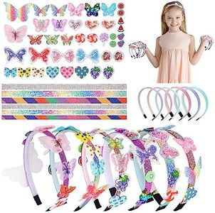 Jocossol 4 5 6 7 8 Years Old Girls Gift, Art and Craft Kits for 5-9 Year Old Kids Girl Hair Accessories Craft Kits Age 5 6 7 8 9 Girls Birthday Gift Headband Set for Girls Party Toy