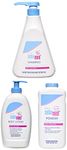 Sebamed Baby Body Lotion 400 ml & Allantoin| Dermatalogically tested| Sensitive skin & Baby Shampoo 500ml|Ph 5.5| Camomile|Natural moisturisers & Baby Powder 400g