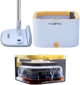 True & Tidy® TrueClean Spin Mop 2.0 w/Detachable Inner Bucket, Self Standing, Separates Clean and Dirty Water, Foldable Square Mop Head, Triple Jet Stream w/Hidden Brush, Replaceable 2pc Pads