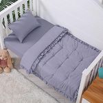 JISEN 3 Piece Crib Bedding Set Soft Baby Crib Bedding Set Ruffle Crib Comforter Set - Crib Quilt Crib Sheet Pillowcase Nursery Bedding Sets for Baby Boys or Girls Grey