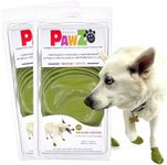 PawZ Rubber Dog Boots for Paws up to 3", 24 Total (2 Packs of 12) - All-Weather Dog Booties for Hot Pavement, Snow, Mud, and Rain - Waterproof, Anti Slip Dog Socks - Medium, Olive Green