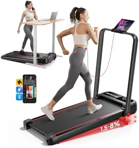 RHYTHM FUN Walking Pad Treadmill with Incline, 8% Incline Walking Treadmill, 300 lbs Foldable Treadmills with Handles for Home Office Use, Under Desk Compact Walking Pad