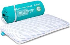 BLISSBURY 6.5cm Cooling Ultra Thin Pillow for Sleeping | Flat Pillow for Stomach Sleeper & Back Sleeper | Cool-to-Touch Memory Foam Stomach Sleeping Pillow | Removable Cool-Tech Pillow Case