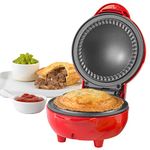 Giles & Posner EK4914 Mini Pie Maker - Deep-Fill Pie Machine, Non-Stick 12.5cm Plate, 3 Minute Preheat, Built-in Crimping Edge, Bake Traditional British Pies, 2.6cm Depth, Cool Touch Handles, Red