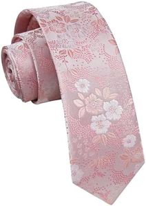 Enlision Cravate fine classique pour homme - 6 cm - Pour mariage formel - Fête d'affaires - Motif cachemire rayé, motif floral rose, taille unique