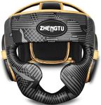 ZHENGTU Boxing Headguard MMA Training Protection Muay Thai Kickboxing Training Martial Arts Headgear (Black Gold, Large)