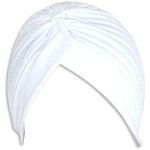 Unisex Turban Hat, Vintage Polyester Pleated Head Wrap Headband Cross Twist Arab Hair Wrap Chemo Turban Headwear White