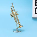 Wal front Trumpet Model, Brass Musical Instrument Model Mini Trumpet for Desktop Decoration Office Living Room Ornament Collection