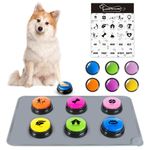 Carseatty Dog Buttons for Communication and Training, 6 Pack Recordable Dog Buttons Pet Command Buzzer with Stickers and Anti-Slip Mat, 30 Second Record, Speech Training Buttons Multicolour