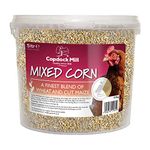 Copdock Mill Mixed Corn Chicken Feed with Verm-X 5L Tub - Chicken Food Made with Wheat & Maize - Verm-X Herbal Chicken Wormer - Suitable for Poultry, Ducks, Geese & Bantams