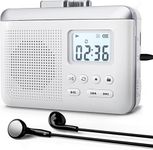 Portable Walkman Cassette Player With 16GB SD Card: Vintage Tape Recorder, Big Speaker, Earphone Jack, Built-in Microphone - White