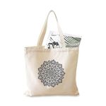 Darkbuck Mandala Art Canvas Tote Bag For Women & Men Shoulder Unisex Zipper Lock White Totebag