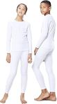 orbiz Kids Thermal Base Layer Set Winter Warm Underwear Full Set Long John Bottom and Long Sleeve Top (White, 5-6 Years)