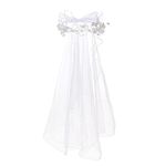 Funsveta Girls First Communion Veil White Floral Crown with Pearls Headpiece for Communion Day (White Crown)