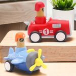 Toys Treasure We Deliver Smiles Toys Treasure Combo Of Press N Go Vintage Racing Cars & Plane | Vehicle Set Gift Of 2 For Toddlers Kids 6-18 Months | Friction Toys For Kids (Random Color And Design)