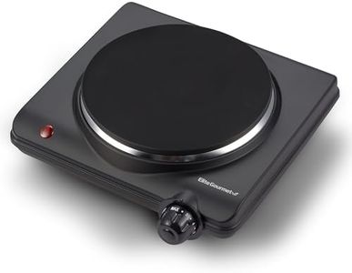 Elite Gourmet ESB-301BF# Countertop Single Cast Iron Burner, 1000 Watts Electric Hot Plate, Temperature Controls, Power Indicator Lights, Easy to Clean, Black