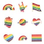 9pcs Progress Pride Pin, Rainbow Pride Flag Badge Lesbian Gay LGBT Enamel Pins Pride Ally Pin Bisexual Brooch Rainbow Pride Accessories for Men Women Transgender Clothes Bags Hats