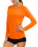 MAGCOMSEN Sun Protection Shirts for Women Performance Athletic Shirts Workout Shirts for Women Long Sleeve Shirts Running T Shirts for Women Orange