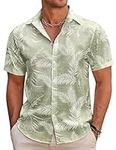 COOFANDY Men's Hawaiian Shirts Tropical Button Down Shirts Short Sleeve Beach Shirt