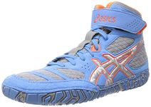 ASICS Men's Aggressor 2 Wrestling Shoe, Dusty Blue/Silver/Red Orange, 11 UK