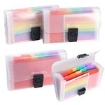 4 Pack Expanding File Folder, AILANDA A6 13 Pockets Rainbow Document Organiser A6 Accordion Folder Receipt Organiser Wallet Case with Labels Index for Bills Cards Coupons 17.7 x 10.5 x 2.5cm