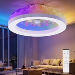 Ateroll Ceiling Fans with Lights, 48CM RGB Fan Ceiling Lights with Remote Control, 6 Speeds Quiet Fan with Timer and Memory, 3000K-6500K Dimmable LED Modern Fan Light for Bedroom Kitchen Living Room