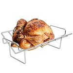 DOLAMOTY Turkey Roasting Rack, Green Egg Rib Rack - Stainless Dual-Purpose Rib Racks for Smoking, V-Shaped Turkey Racks for Roasting Pan, Ideal for Big Green Egg, Kamado Joe, Char-Griller Akorn etc