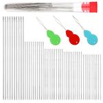 Beading Needles Set 100 Pcs Long Straight Beading Needles 5 Size Seed Beads Needles Stainless Bead Needle with Threader and Storage Tube for Bracelets and Jewelry Making